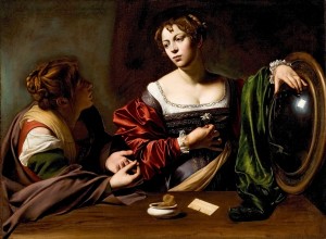 Martha and Mary Magdalen (1595–96, oil and tempera on canvas, 39⅜
