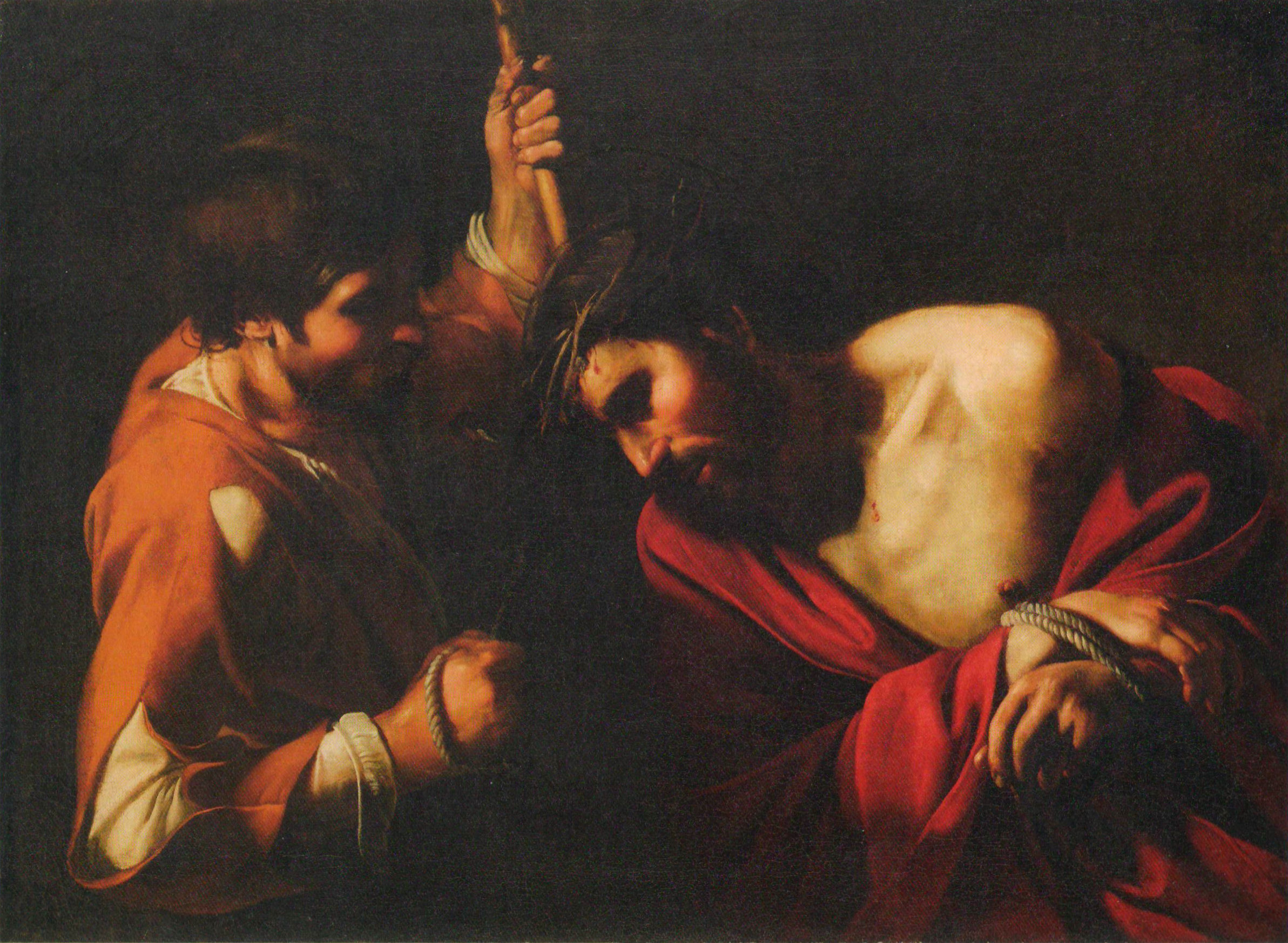 THE CROWNING WITH THORNS JESUS CHRIST BIBLICAL PAINTING BY CARAVAGGIO REPRO