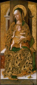 Carlo Crivelli, Madonna and Child Enthroned (1472, tempera on wood, gold ground, 38¾