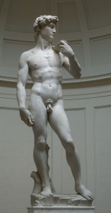 Michelangelo Buonarroti, David (1501-1504, Carrara marble, 17 ft [5.17 m]). Galleria dell’Accademia, Florence.