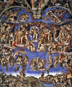 Michelangelo Buonarroti, The Last Judgment (1536-1541, fresco, 45 x 39.4 ft [13.7 x 12 meters]). Sistine Chapel, Vatican City.