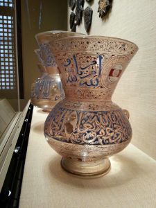 Mosque Lamp of Ahmir Ahmad al-Mahmandar, Egypt or Syria, Mamluk Period (c. 1325, enameled and gilded glass) and others.